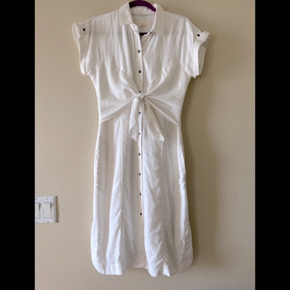 anthropologie maeve white button down dress in size 6 - Picture 4 of 9